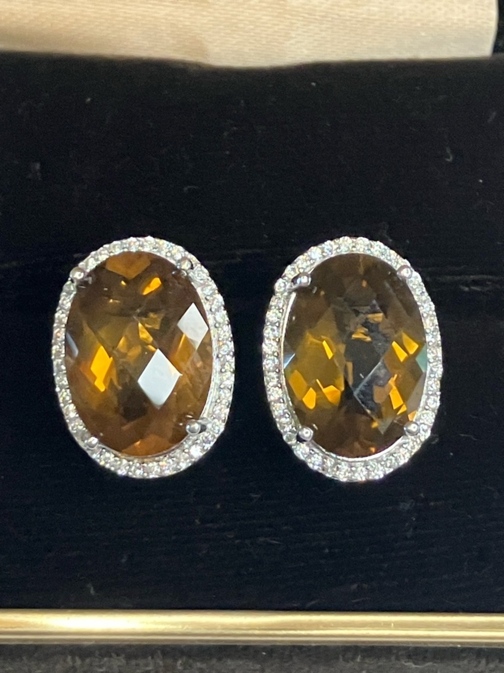 Sterling Silver Stone Halo Stud Earrings